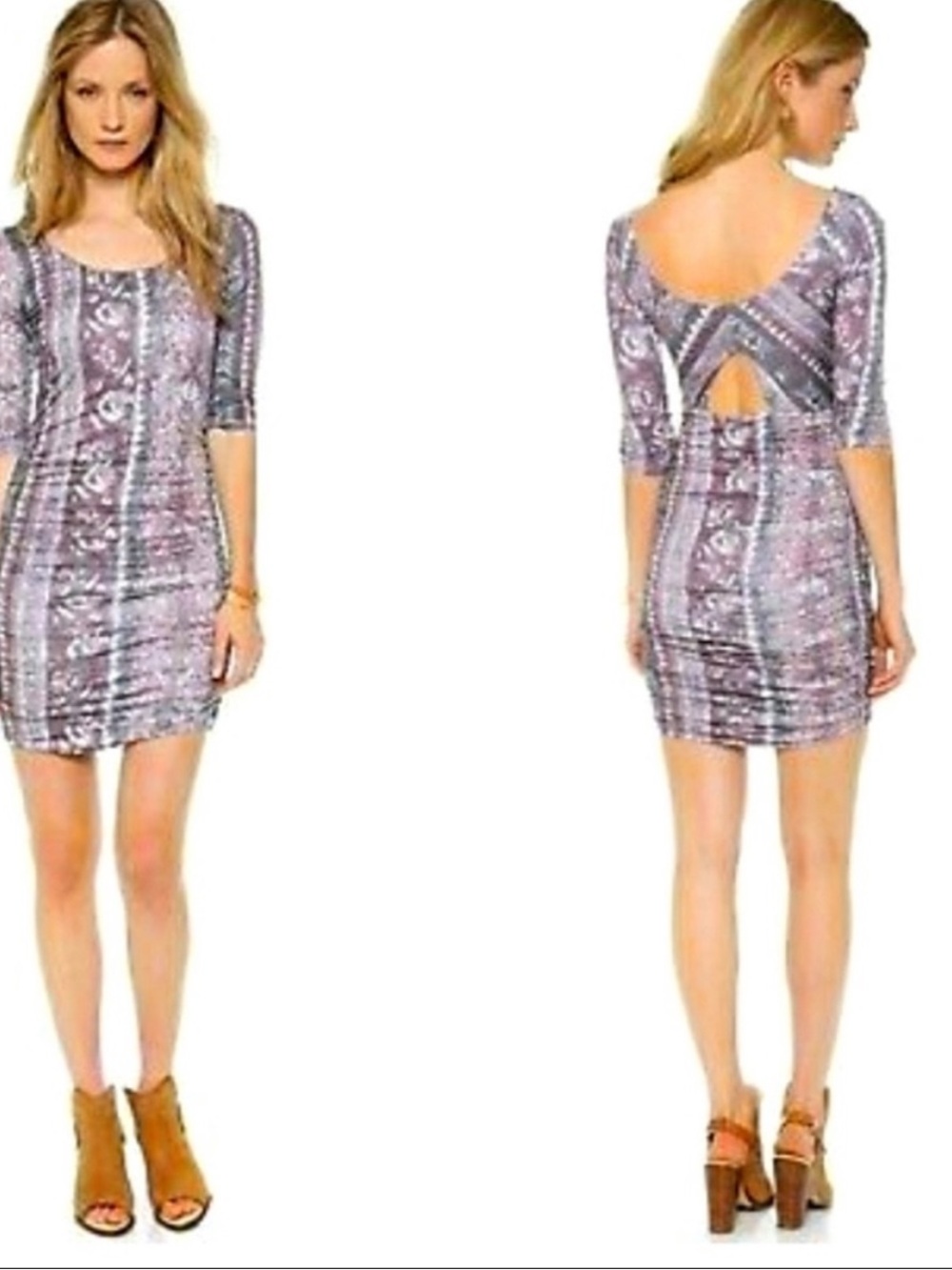 Free People NWT Jasmine Western Rose Print Mini Bodycon Stretch Dress Whimsigoth